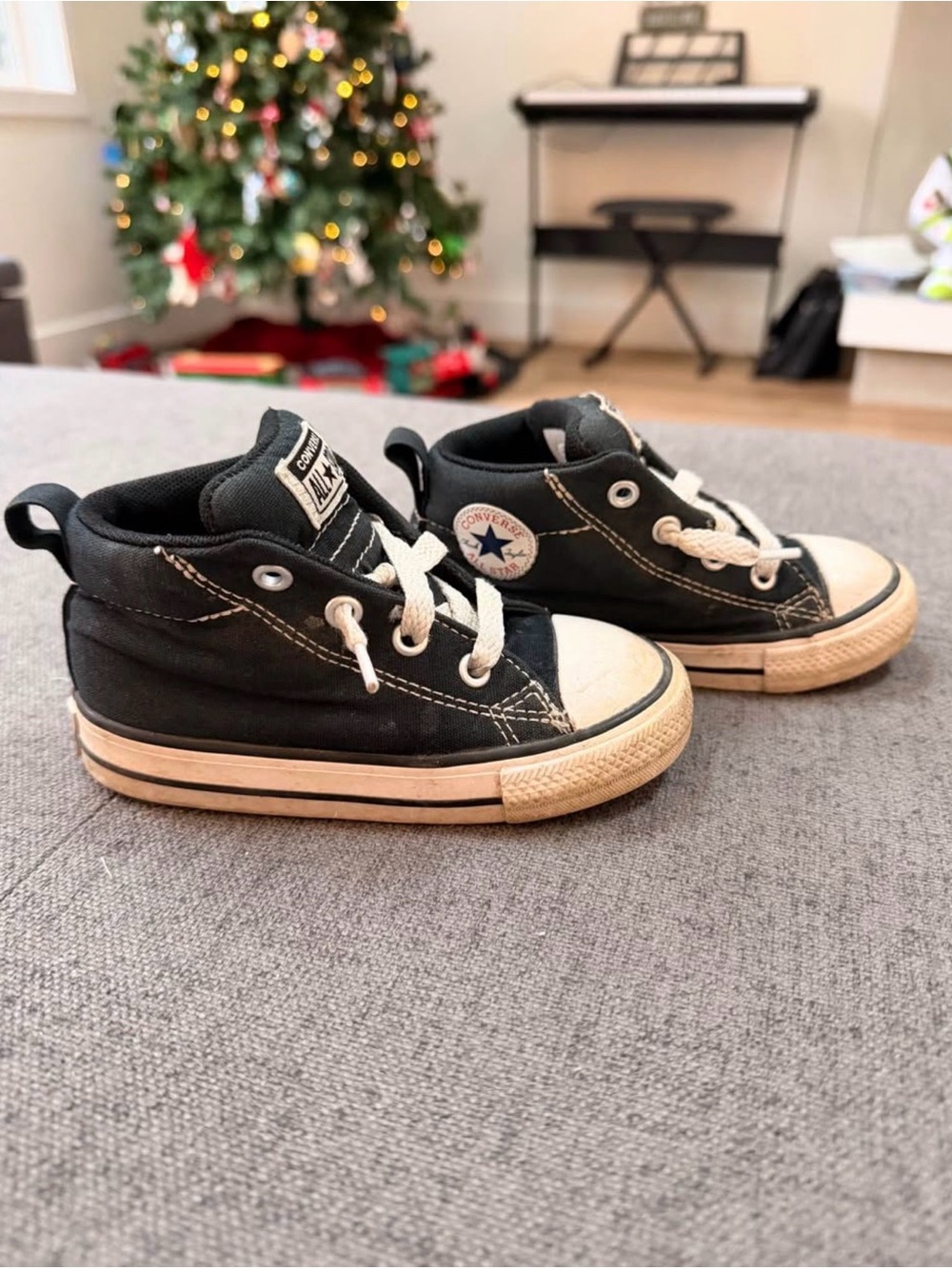 Converse Kids Black High-Top Sneakers with White Toe Cap